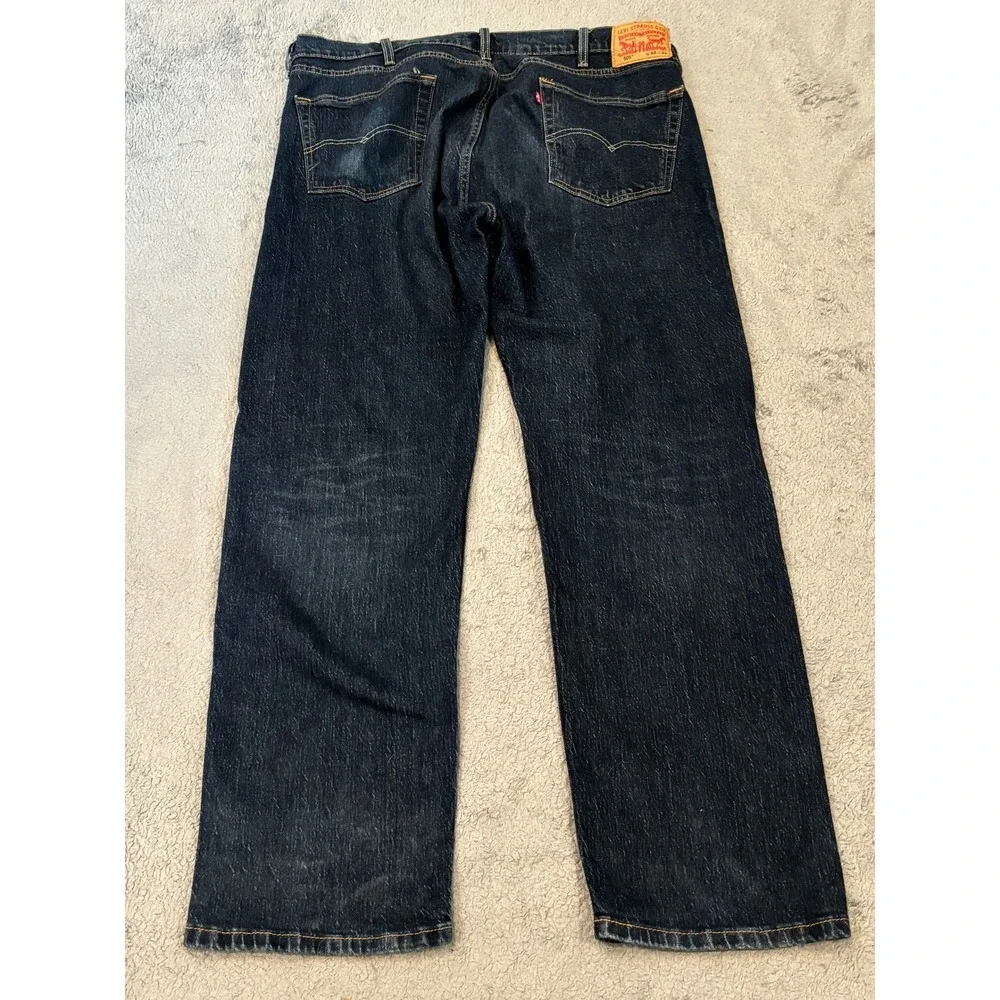 Levis 505 Regular Fit Dark Wash Straight Leg Jeans Mens 40x32 Blue Stretch
